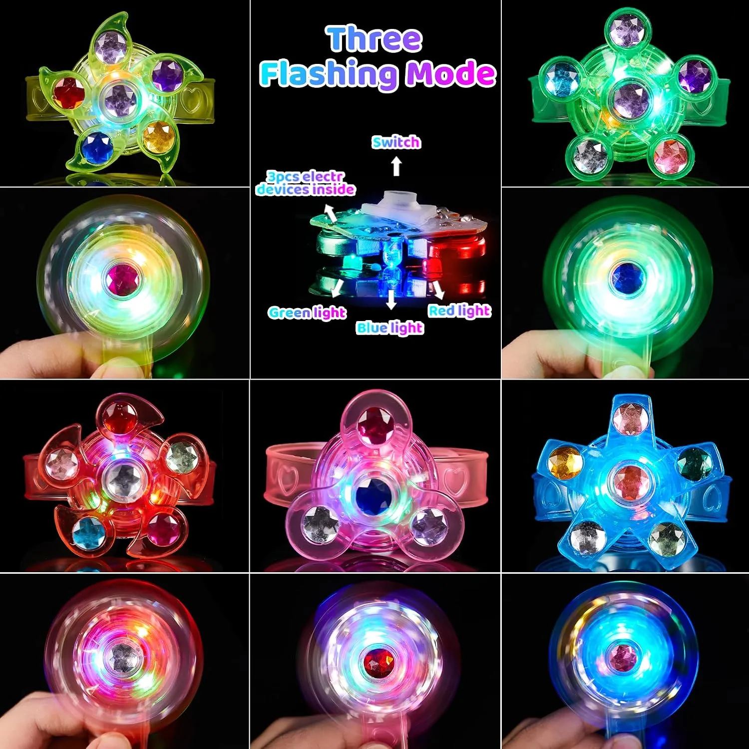 12 Pack LED Light Up Bracelets Party Bag Fillers for Kids Classroom Prizes Glow in The Dark Party Supplies Birthday Easter Egg Hunt Gifts for Kids