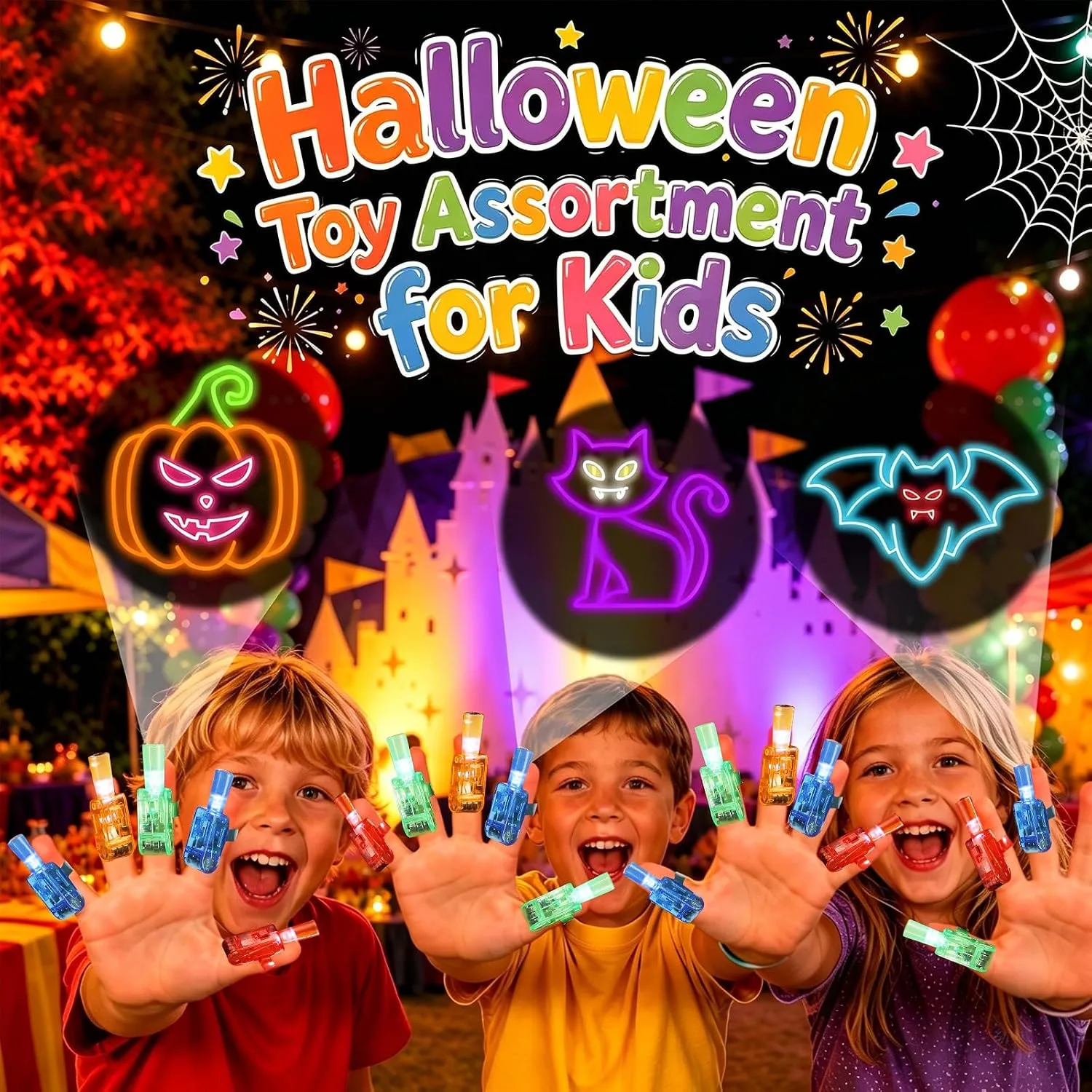 36 Pack Halloween Finger Lights, LED Projection Glow Toys for Kids