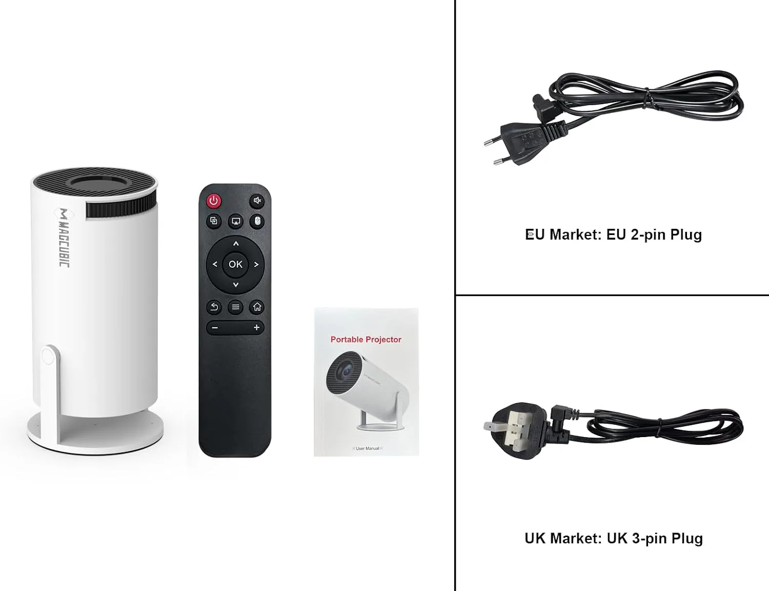 Magcubic Portable 4K Projector with WiFi6, BT 5.0, Android OS 11.0, YouTube Pre-Install, All-Round Design, 130 Inch, 360° Flip
