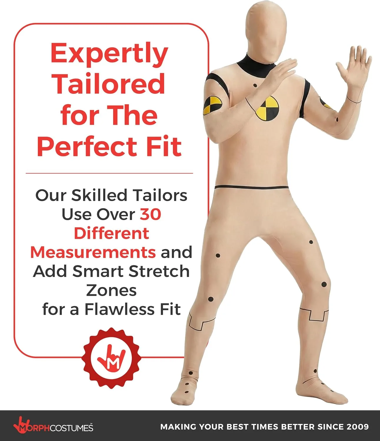 Morphsuits Crash Test Dummy Costume, Crash Test Dummy Morphsuit Adult