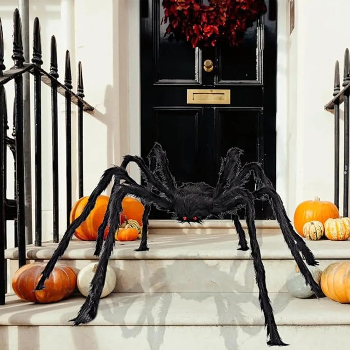 Halloween Giant Spider 6.6 Ft, 78" Fake Halloween Decor Spiders Large, Furry Spiders for Outdoor Indoor Yard Home Costumes Party House Décor