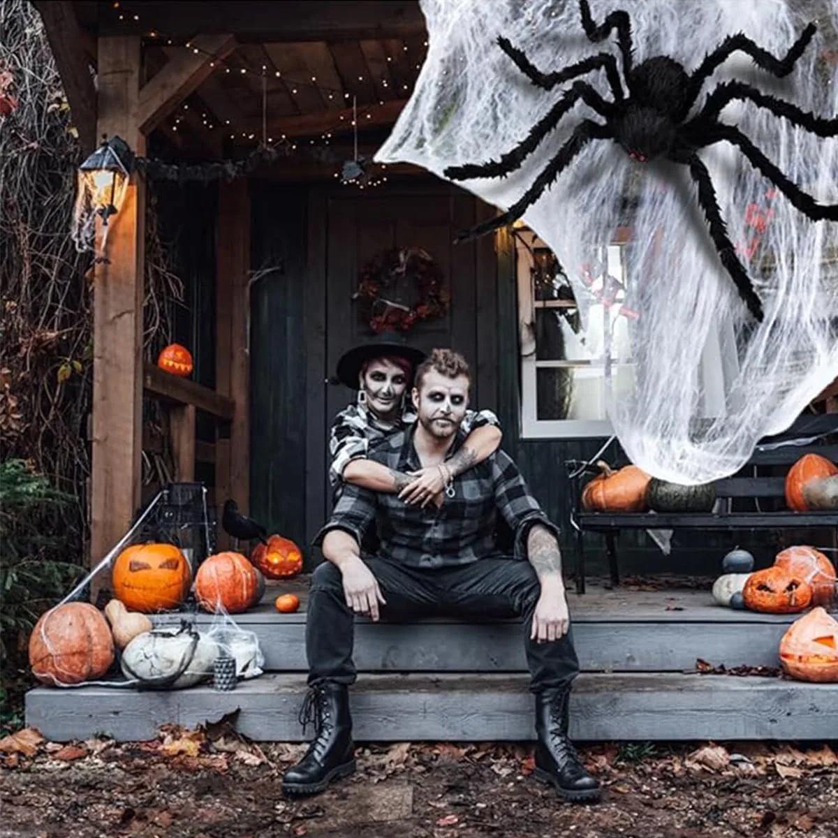 Halloween Giant Spider 6.6 Ft, 78" Fake Halloween Decor Spiders Large, Furry Spiders for Outdoor Indoor Yard Home Costumes Party House Décor