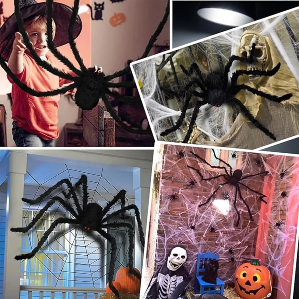 Halloween Giant Spider 6.6 Ft, 78" Fake Halloween Decor Spiders Large, Furry Spiders for Outdoor Indoor Yard Home Costumes Party House Décor
