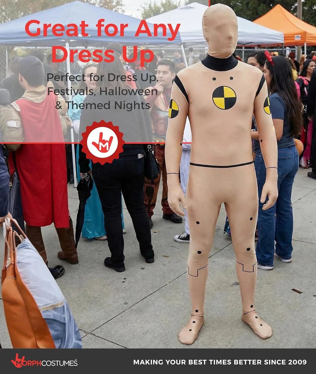 Morphsuits Crash Test Dummy Costume, Crash Test Dummy Morphsuit Adult