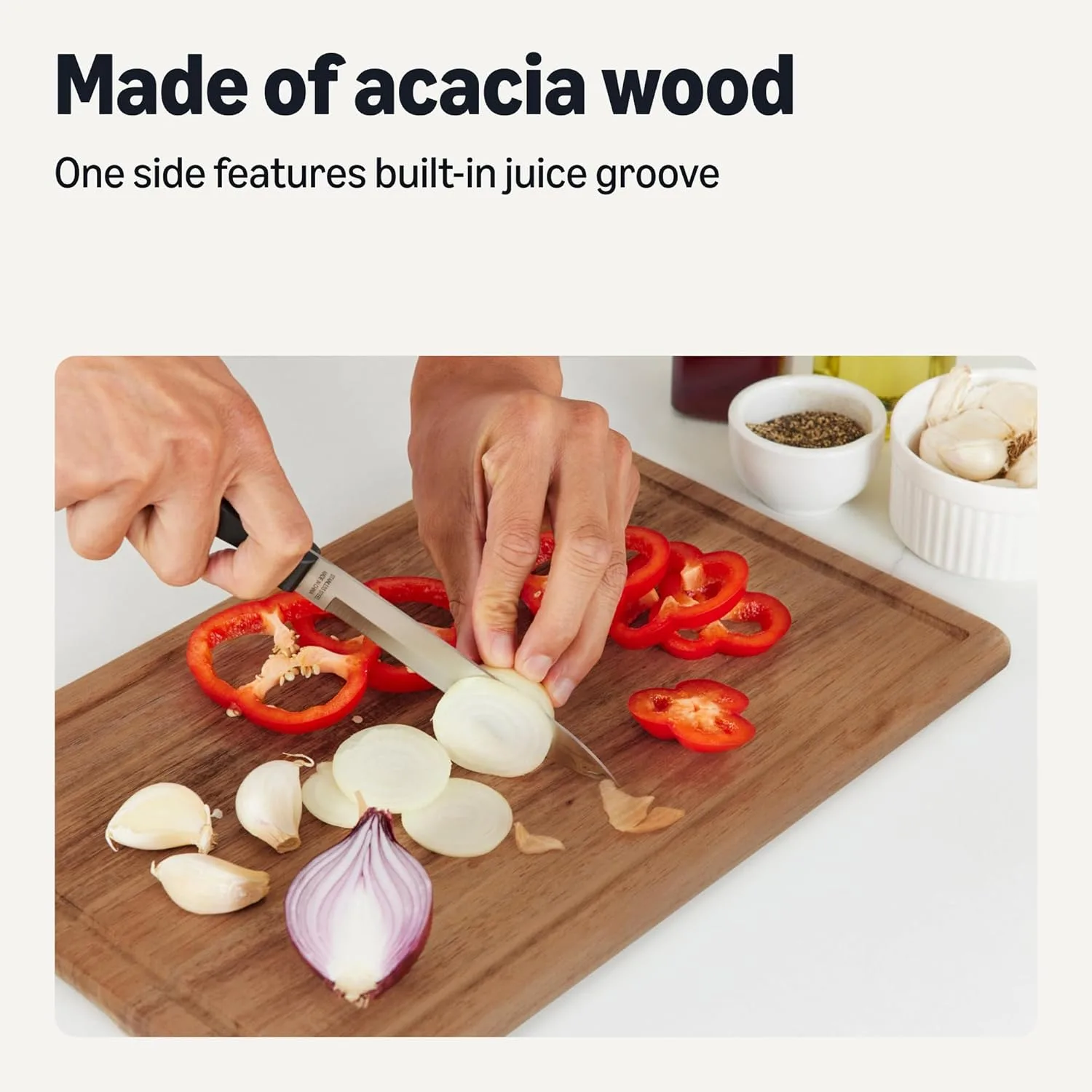 Amazon Basics Wooden Chopping Boards, 3-Piece Set, Acacia Wood Pre Oiled