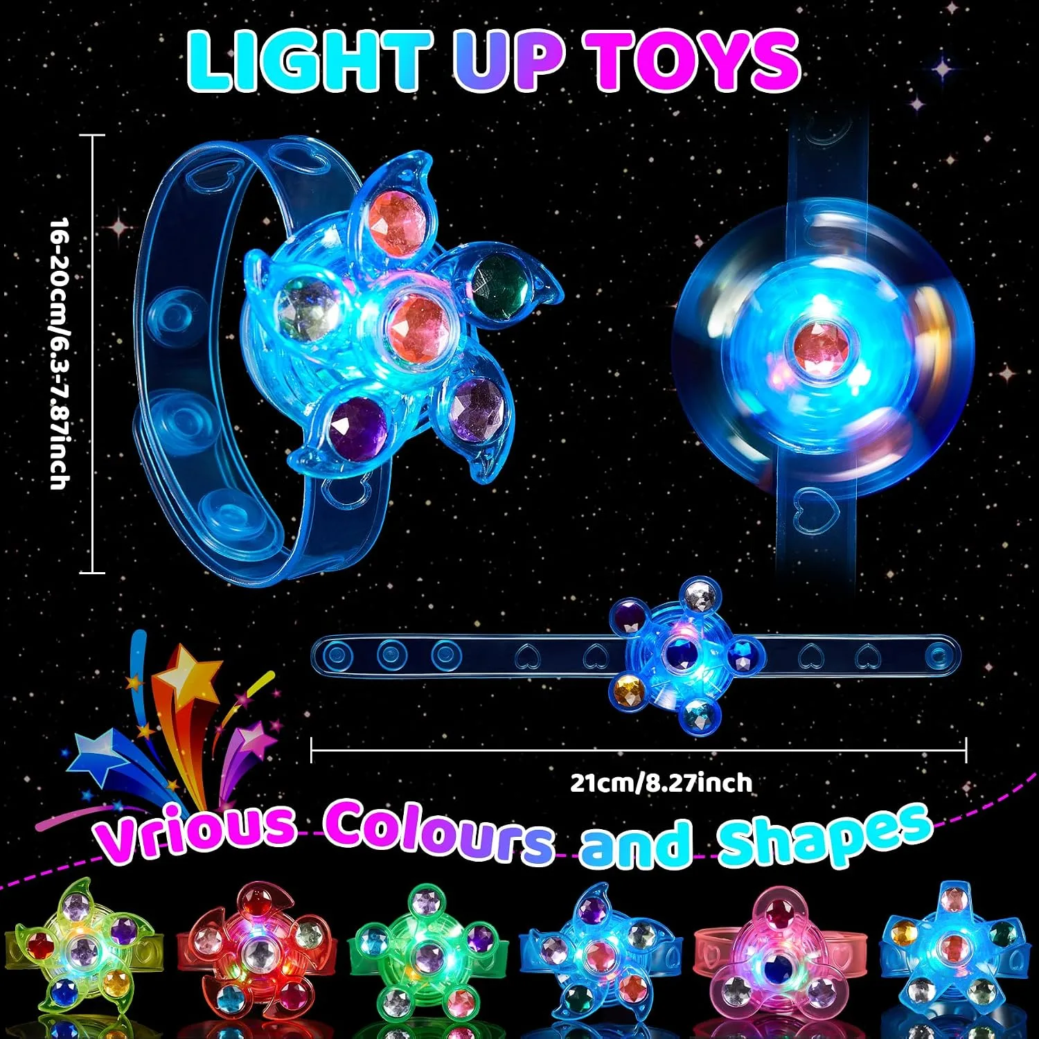 12 Pack LED Light Up Bracelets Party Bag Fillers for Kids Classroom Prizes Glow in The Dark Party Supplies Birthday Easter Egg Hunt Gifts for Kids