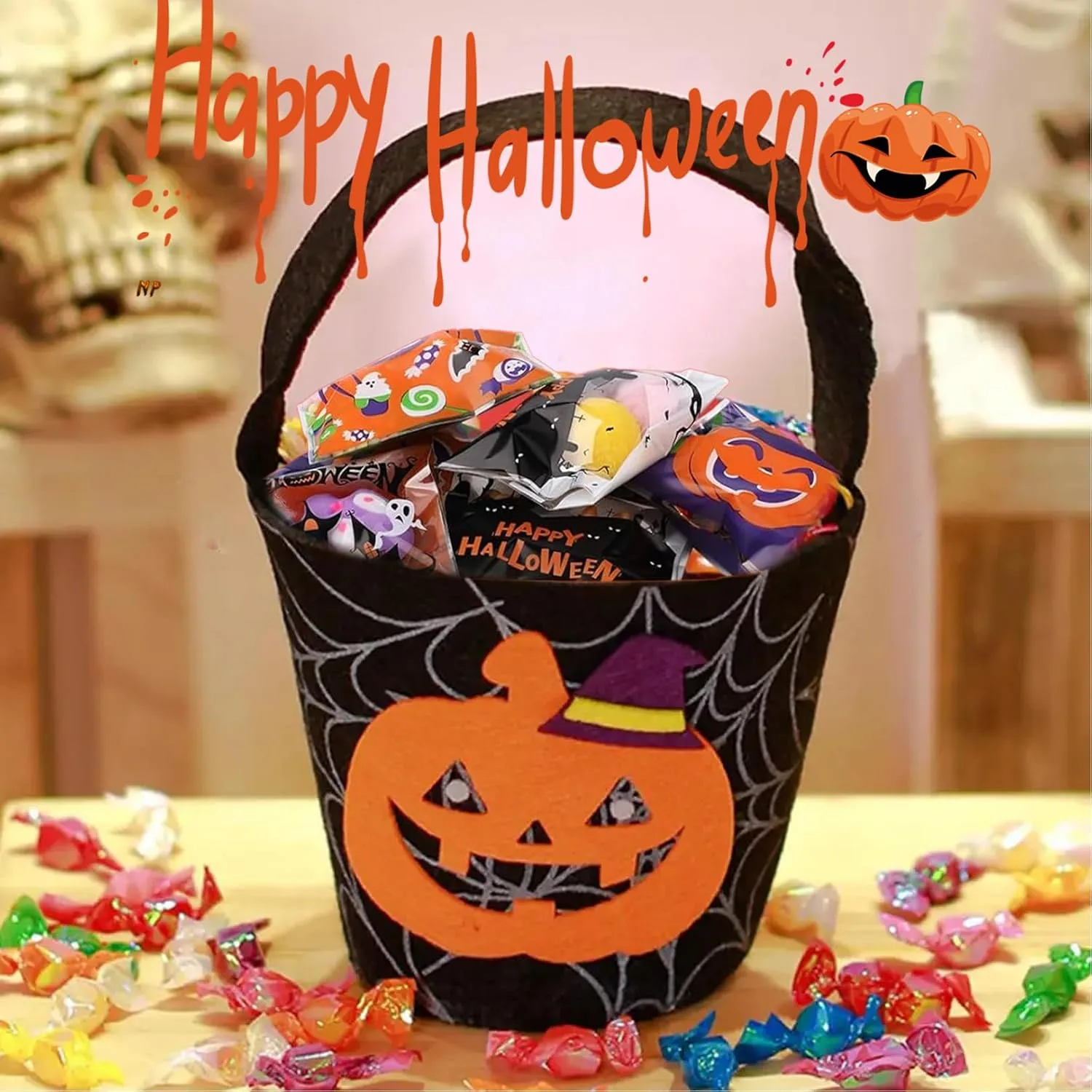 100Pcs Halloween Cellophane Bags Self Adhesive,Halloween Sweet Bags Small Trick or TreatBags for Cookies Biscuit Candy Goodie Gifts Jewelry HalloweenParty Favor Bags,10 * 10cm