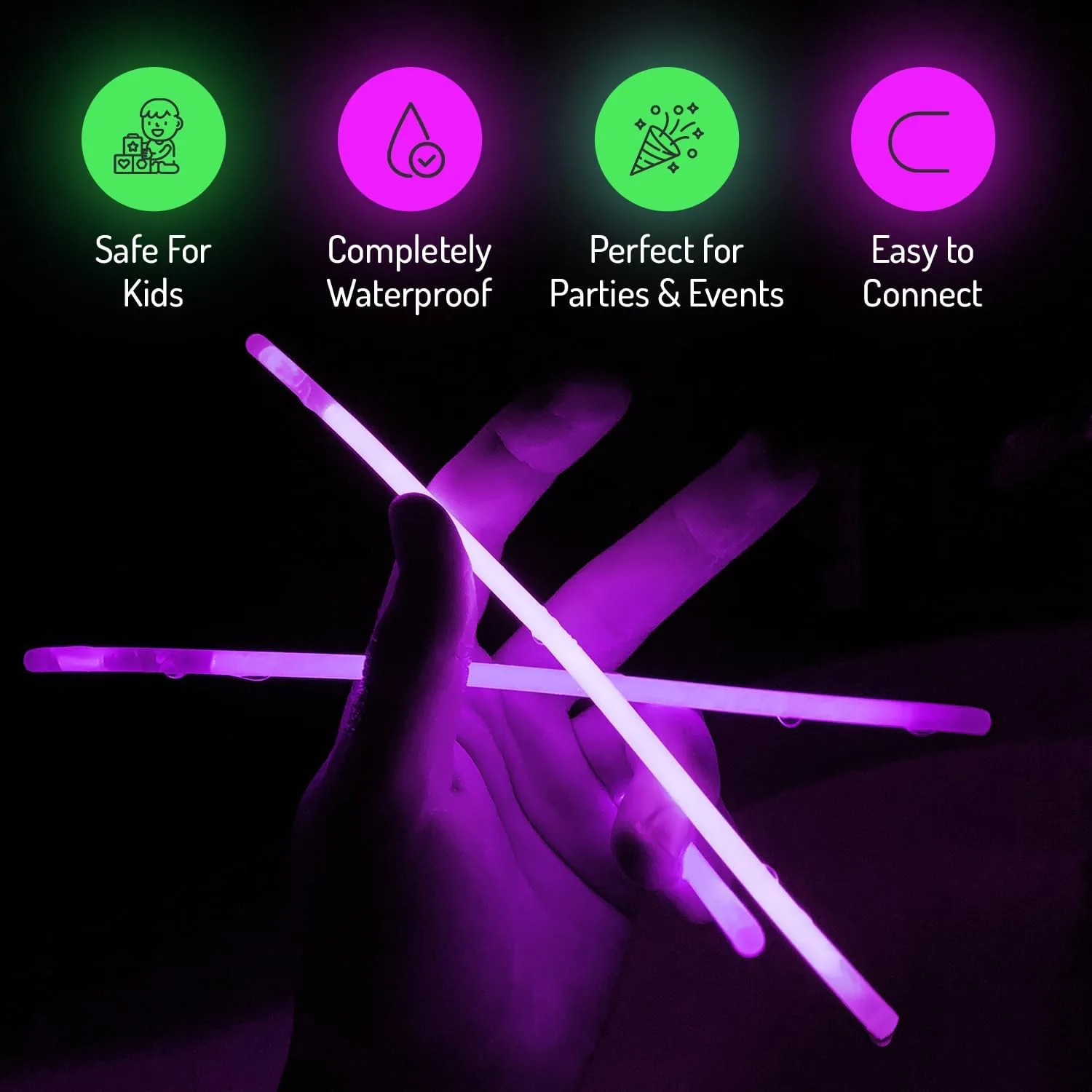 Premium Halloween Party Glow Sticks for Kids & Adults- 100 Pcs Glow in the Dark Sticks with Connectors Bracelets- Party Supplies (200 Pcs Kit)-8 inch Glow Sticks Bulk Pack- Halloween Party - 100 Pack