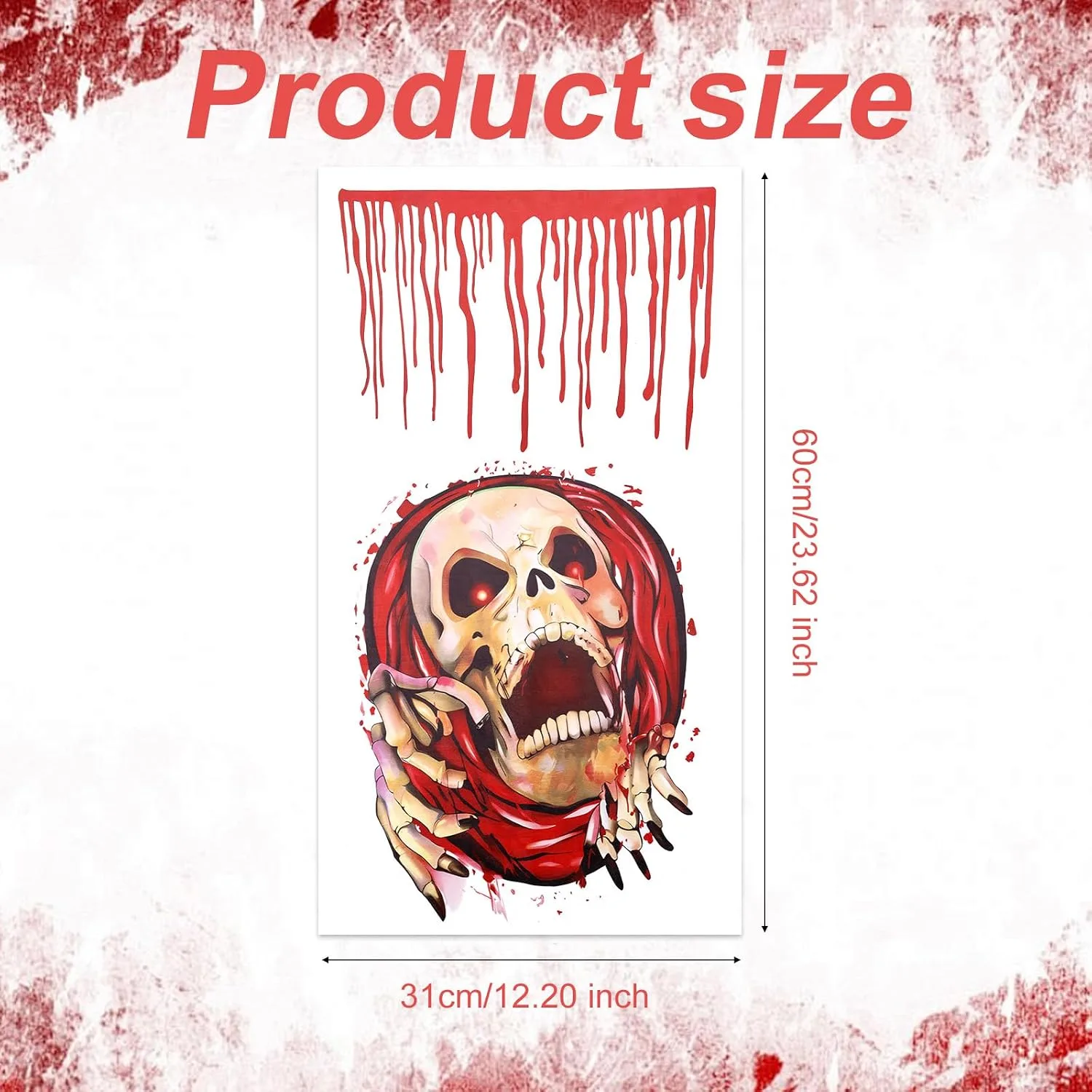 Halloween Toilet Seat Cover 3D, 23.62x12.20 Inch Scary Halloween Bathroom Decor DIY Bloody Toilet Decal Toilet Seat Lid Sticker Halloween for Halloween Theme Party Decorations