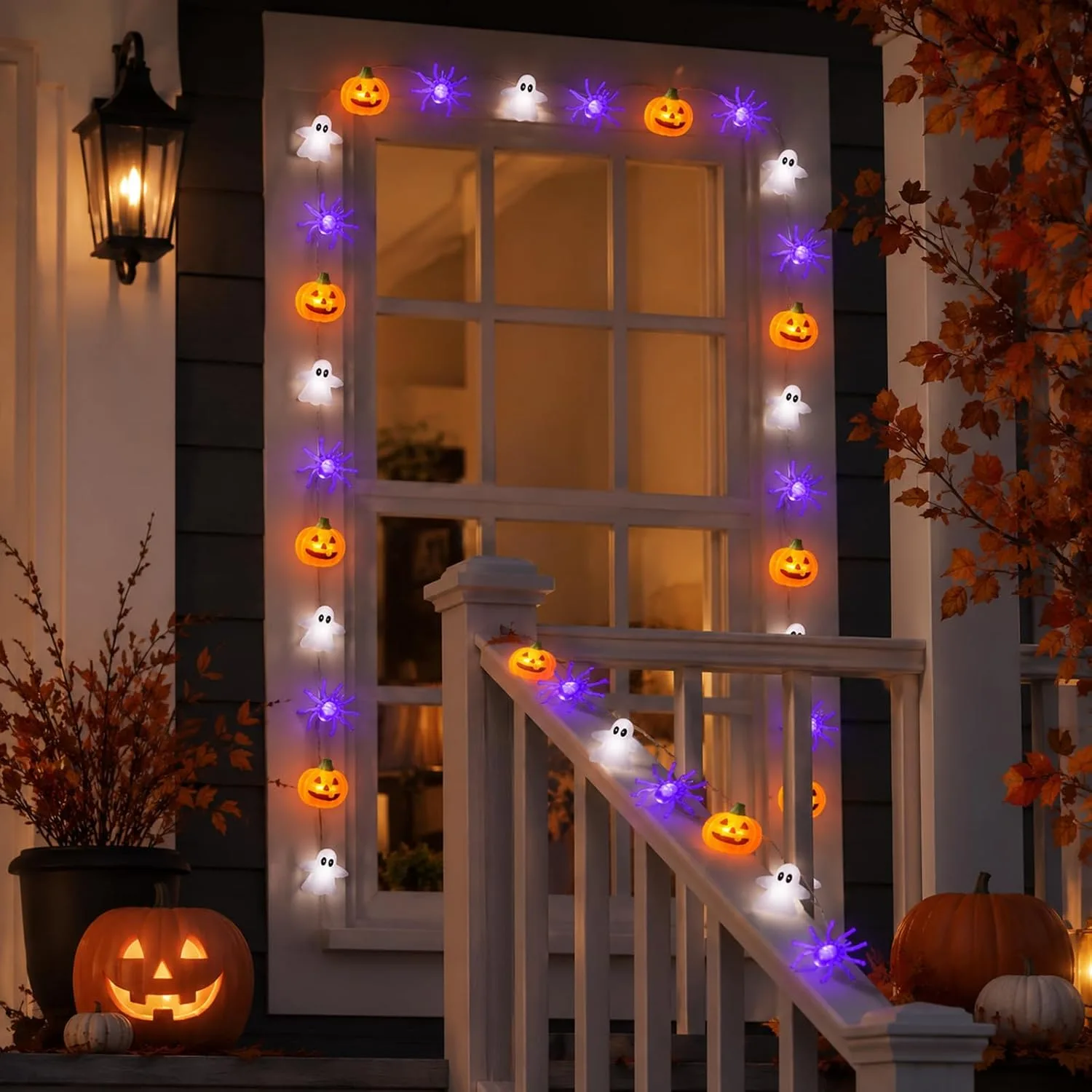 Halloween Decorations Lights, Halloween Fairy String Lights, 9.84ft 30 LED Spider Ghost Orange Pumpkin Fairy Lights Battery Operated for Indoor Outdoor Garden Fun Cute Pumpkins Light Decorations