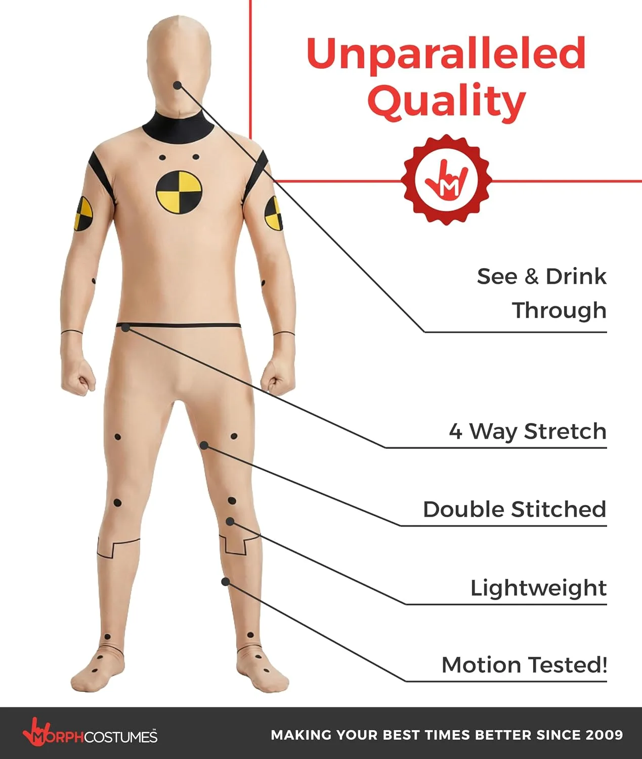 Morphsuits Crash Test Dummy Costume, Crash Test Dummy Morphsuit Adult
