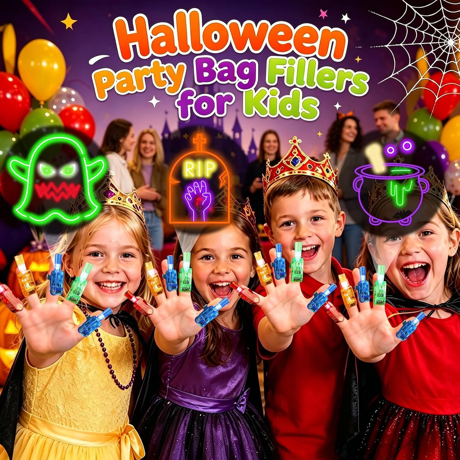 36 Pack Halloween Finger Lights, LED Projection Glow Toys for Kids