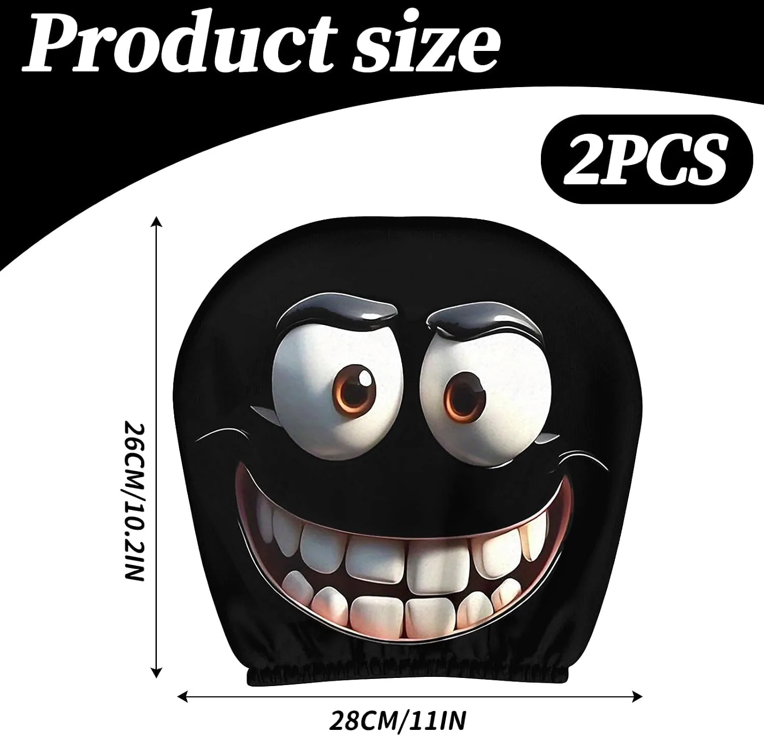 2 Pack Funny Cartoon Car Headrest Covers,Breathable Elastic Funny Spoof Car Seat Headgear,Washable Universal Fit Car Seat Head Rest Cover for Halloween Decorating The Backrest of Front Seats in Cars