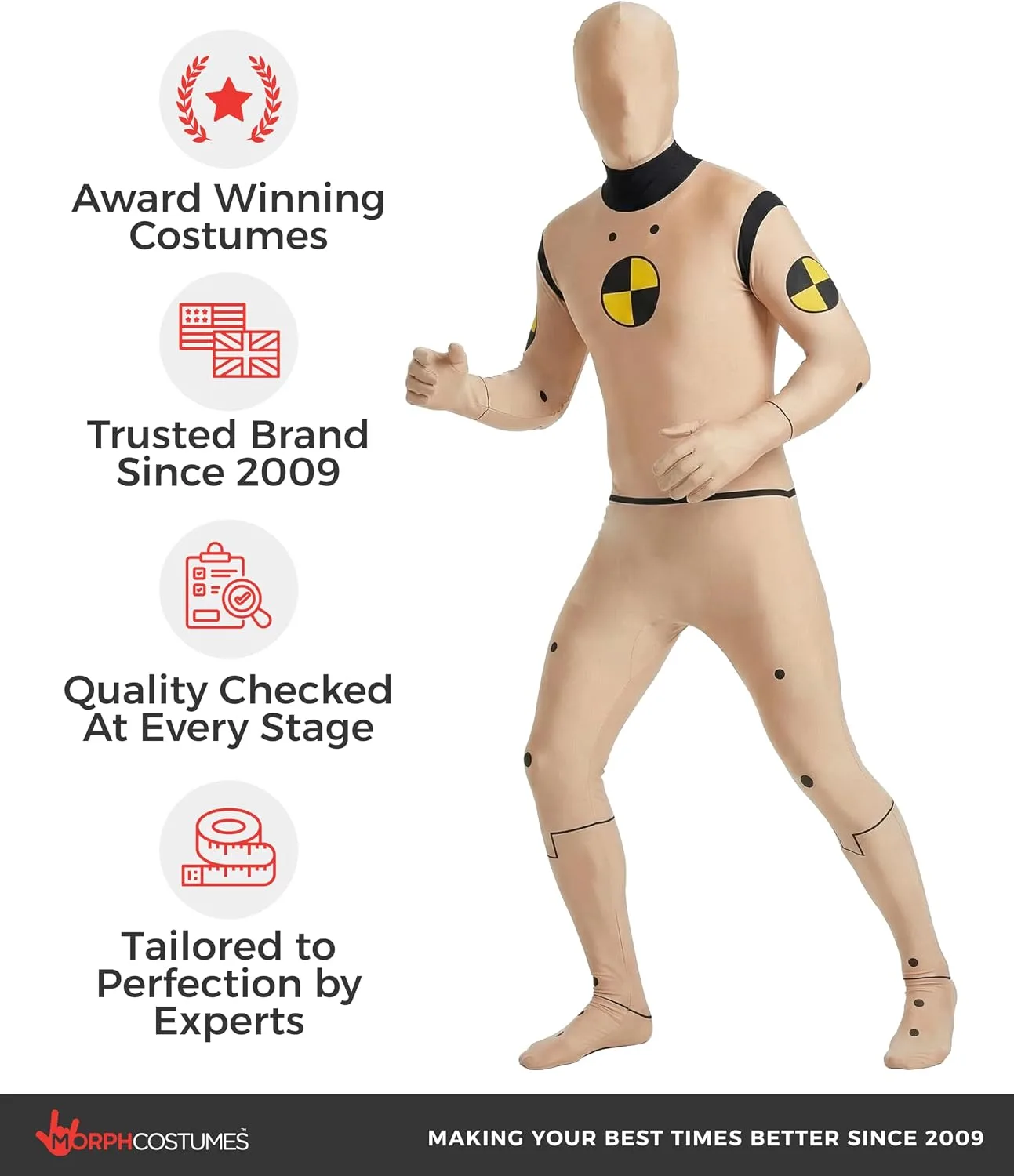 Morphsuits Crash Test Dummy Costume, Crash Test Dummy Morphsuit Adult